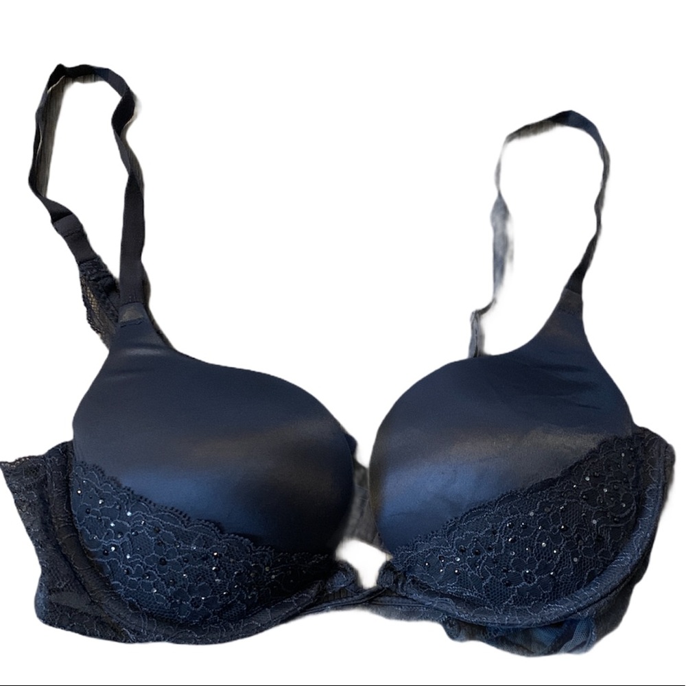 Victoria Secret Blue Sparkle Bra Womens 34B